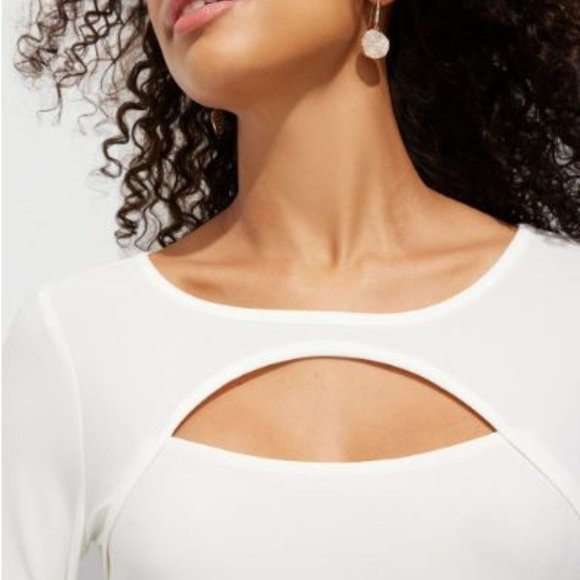 WHBM Long Sleeve Cutout Crew Neck Top - Picture 4 of 8